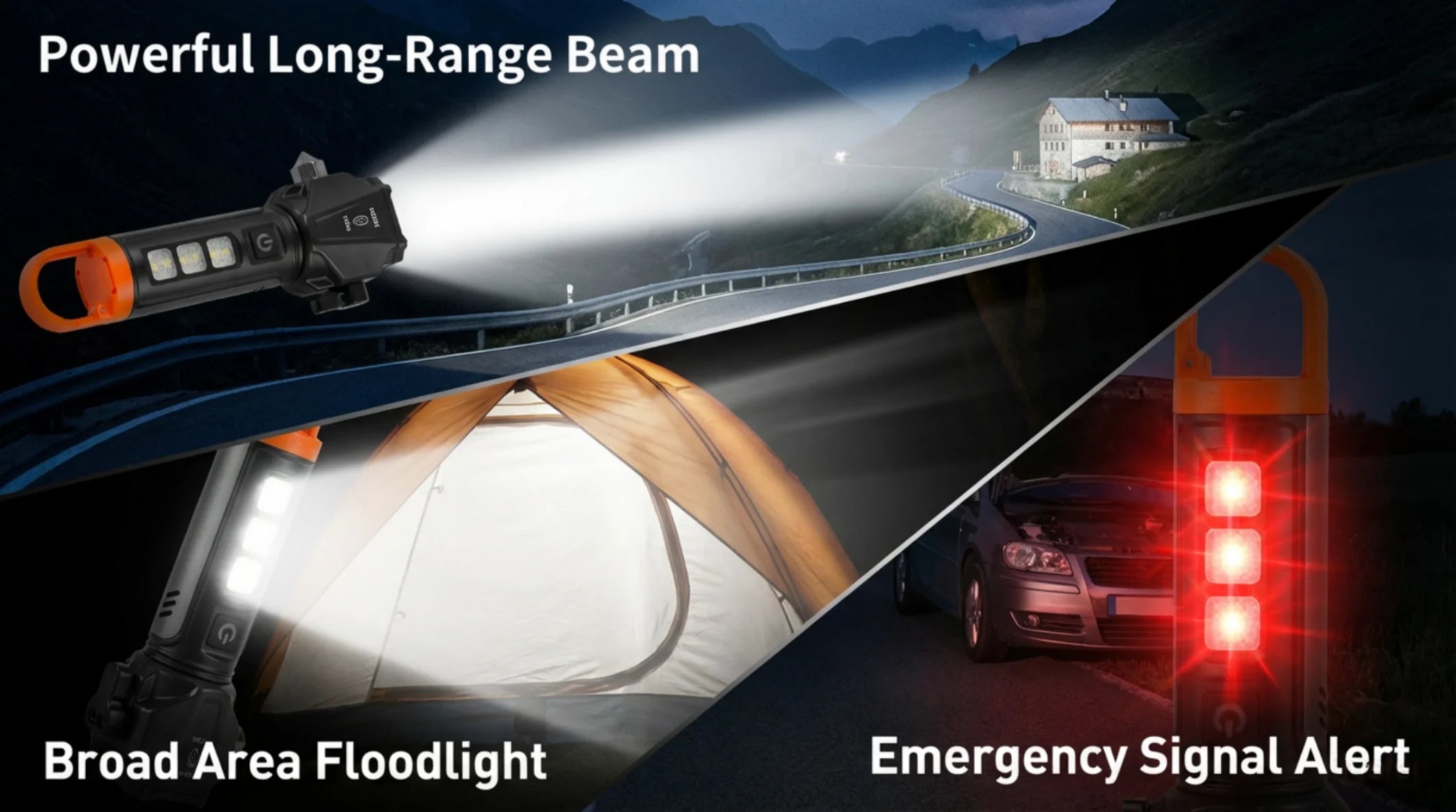 Tactical Led  Flashlight for Emergency Defense,with Safety Hammer, Seatbelt Cutter & Strobe Mode for Emergency Survival & Safety