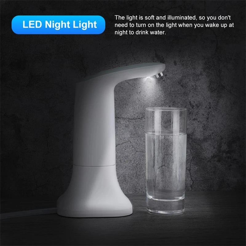 New Electric Smart Water Bottle Dispenser Portable Automatic Drinking Water Pump with Base LED Night Light Device