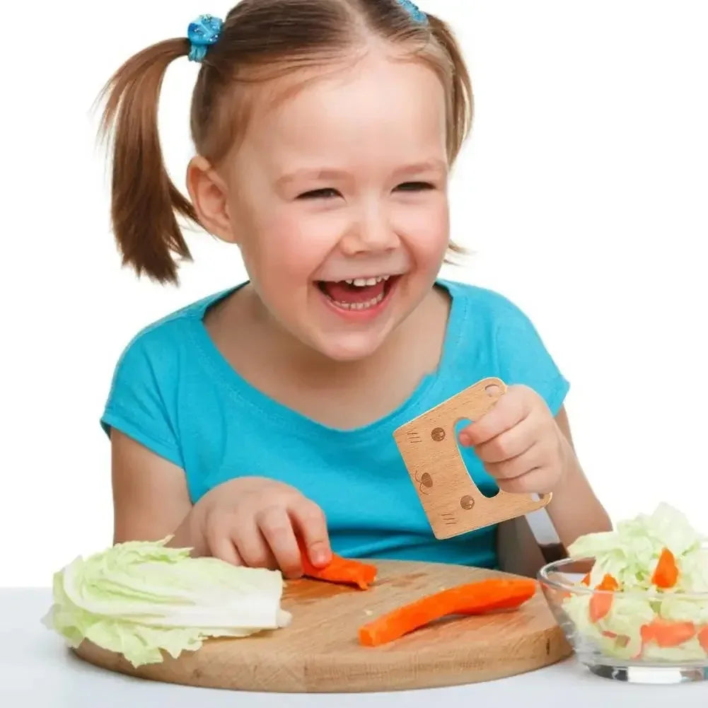 Wooden Montessori Knife Kids Cooking Toys Educational Safe Knives Cut Fruit Basic Toys & Life Skills Kitchen Tools For Toddlers