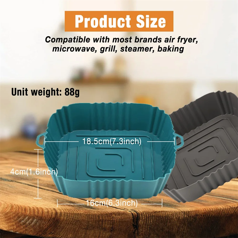 Silicone Air Fryer Liner, Reusable Air Fryer Pot, Silicone Air Fryer Accessories for Home Kitchen, Non-Stick Air Fryer Basket