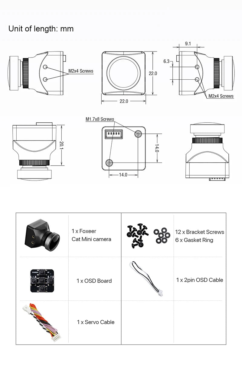 Foxeer Mini Cat / Micro Cat 4 1200TVL Starlight 0.00001Lux FPV Camera Low Latency Low Noise FPV Camera For RC FPV Racing Drone