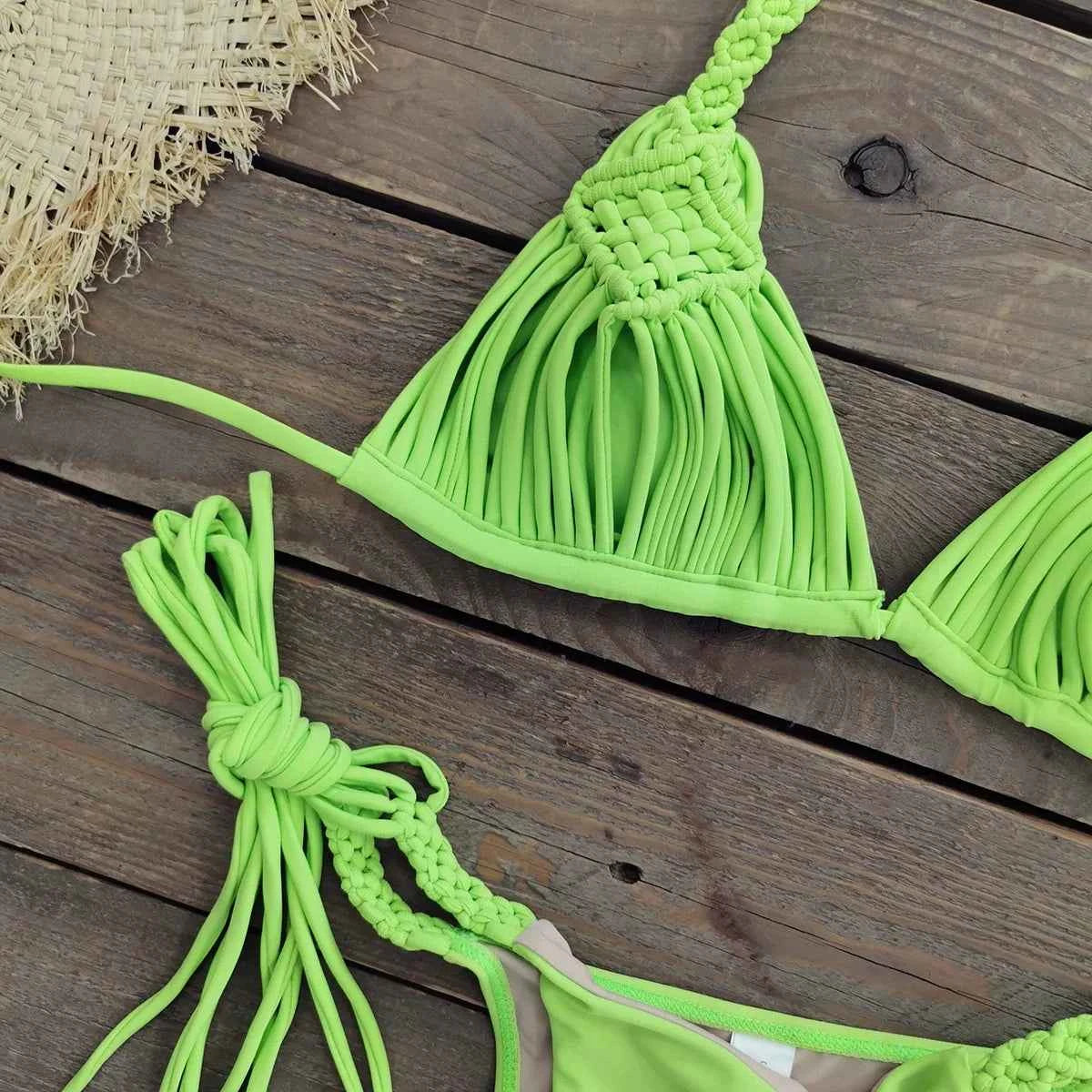 2025 New Bandage Stripes Brazilian Bikini Swimwear Women's Swimsuit Two Piece Set Female Sexy Lace up Mujer Beachwear Summer