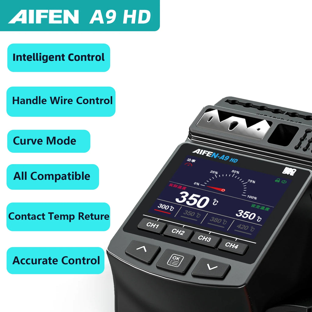 AIFEN A9HD Soldering Station Compatible Soldering Iron Tip 210 Handle Control Temperature Welding Rework Station