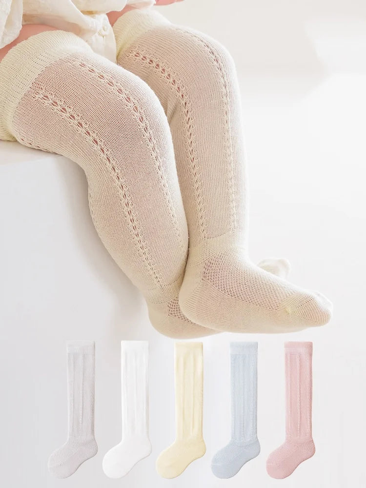 Baby Hollow Out Long Socks Breathable Mesh Cotton Boneless Knee High Sock Summer Thin Newborn Socks For Girls Boys 0-2Years Old