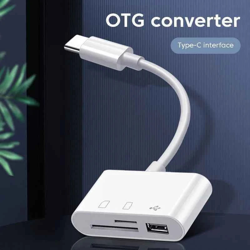 OTG Adapter Type C Plug TF/SD Card Reader For Xiaomi Oneplus iPhone OPPO POCO Cell phone Accessories 3 in 1 USB C to A Connector