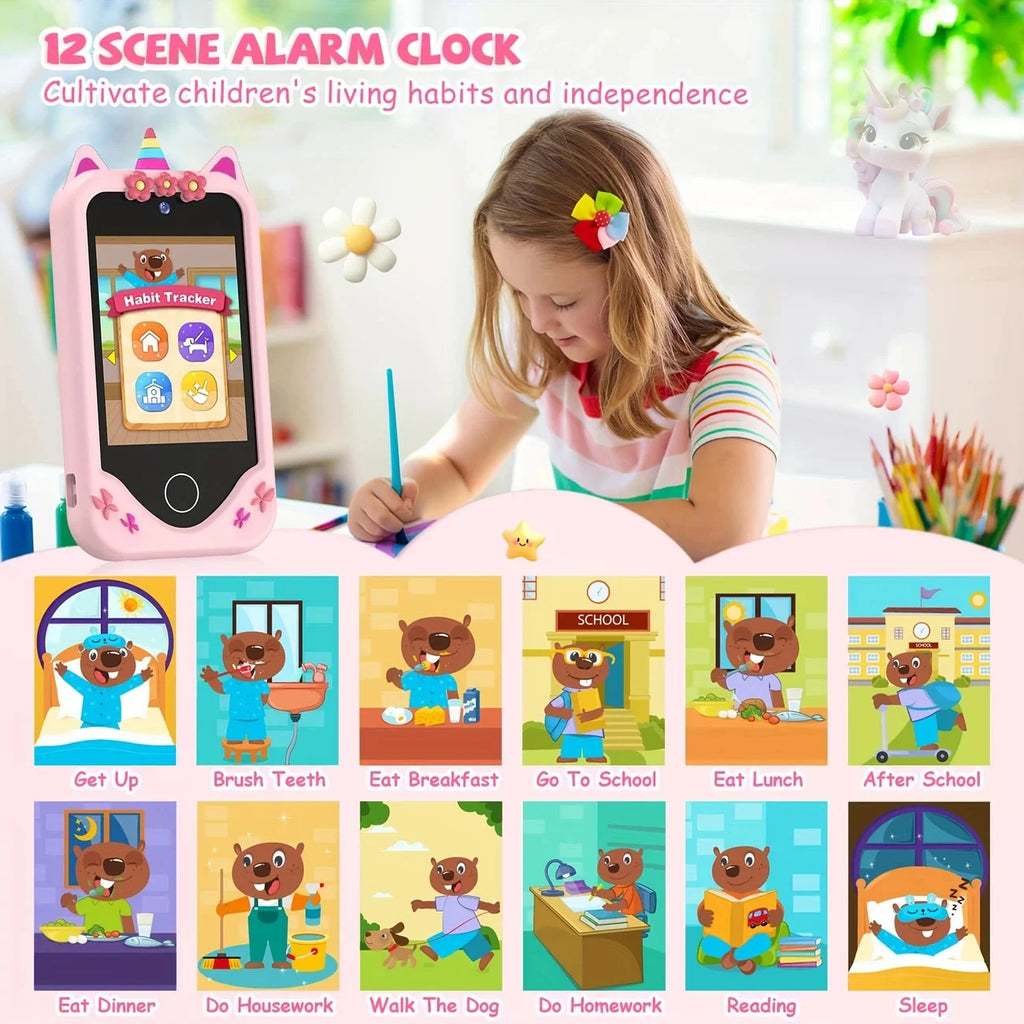 Kids Learning Phone for Girls & Boys 2.8" Touchscreen Dual Camera, Games, Video Player with 32GB SD Card Christmas Birthday Gift