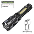 High Power Led Flashlights Very Strong Tactical Torch with Clip 6 Modes USB Rechargeable Camping Fishing Emergency Zoom Lantern