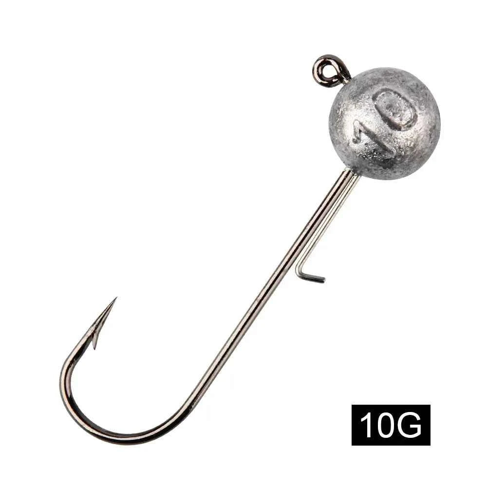 4PCS High Carbon Steel Jig Heads Fishing Hook 5g 7g 10g Long Shank round Ball Weights for Soft Lure Worm Accessory