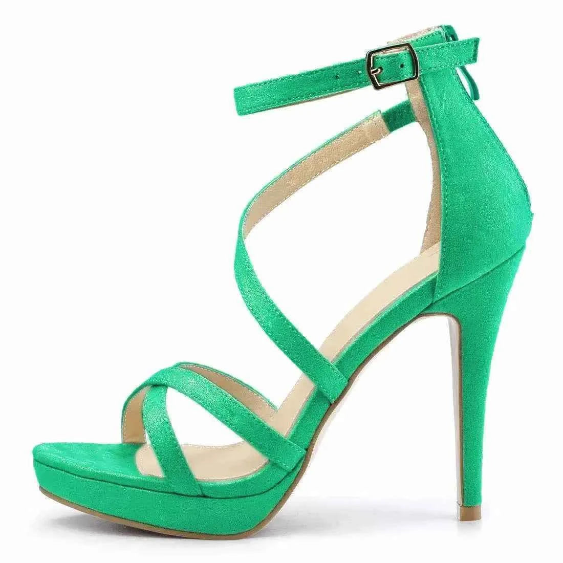 2026 Women Sandals 110mm Velvet Open Toe Ankle Strap Stiletto Strappy High Heels Platform Sandals Party Wedding Dress Sexy Shoes