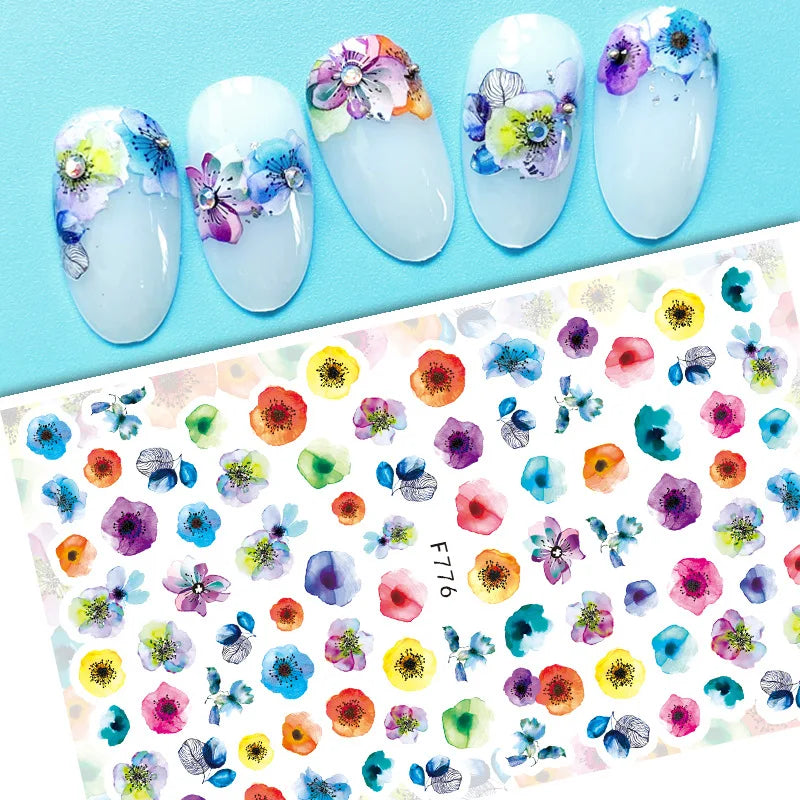 3D Dandelion Peach Blossom Maple Leaf Nail Sticker Nail Art Decoration Color Flower Nail Decal Nail Art Supplies Nail Parts