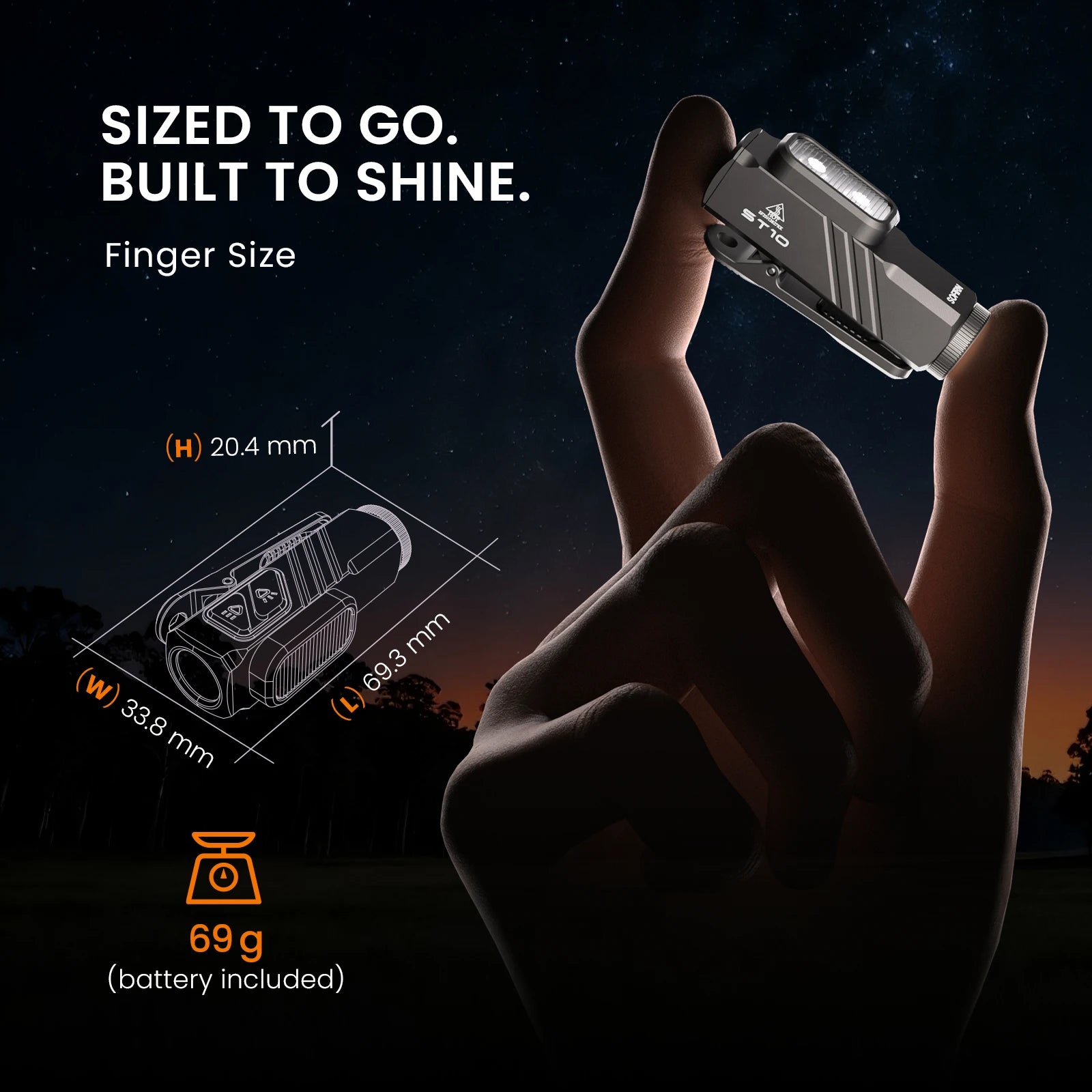 SOFIRN ST10 1000lm Mini Clamp Flashlight 144m 7000K LED Light 14500 USB C Rechargeable White&Red Lamp IPX6 with Magnetic Tailcap