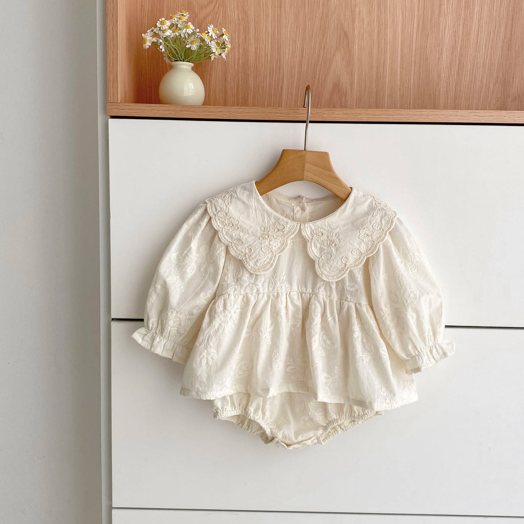 Autumn Baby Bodysuit Sisters Dress Flower Embroidery Dress Infant Girls Toddler Outfit  Baby Girls Rompers Family Sister Dress