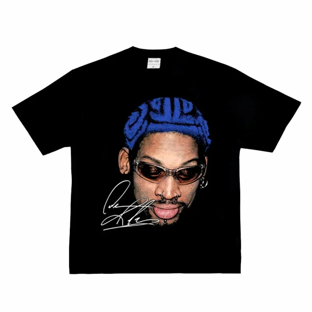 Fashion Men Women T-shirt Rodman American Street Big Head Crew Neck Short Sleeve Cotton T-Shirt Loose Street Wear Tops Clothing