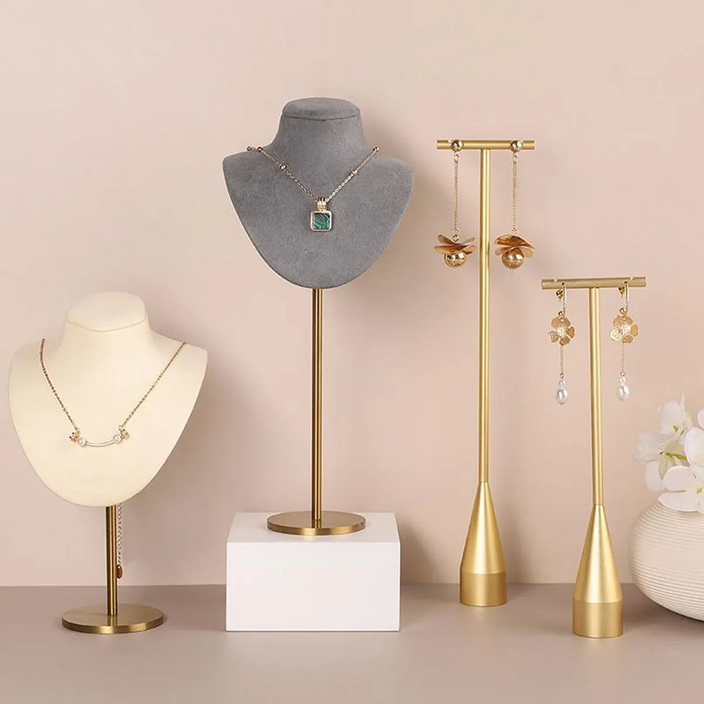 Jewelry Stand Display Necklace Holder T-Bar Plated Metal Tabletop Jewelry Organizer Tower for Show Jewelry Hanging Pendant