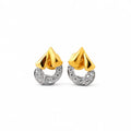 Namivaa 18Kt Yellow Gold Diamond Micro Insert Designer Stud Earrings Women High Polish Contemporary Party Wedding Daily Wear