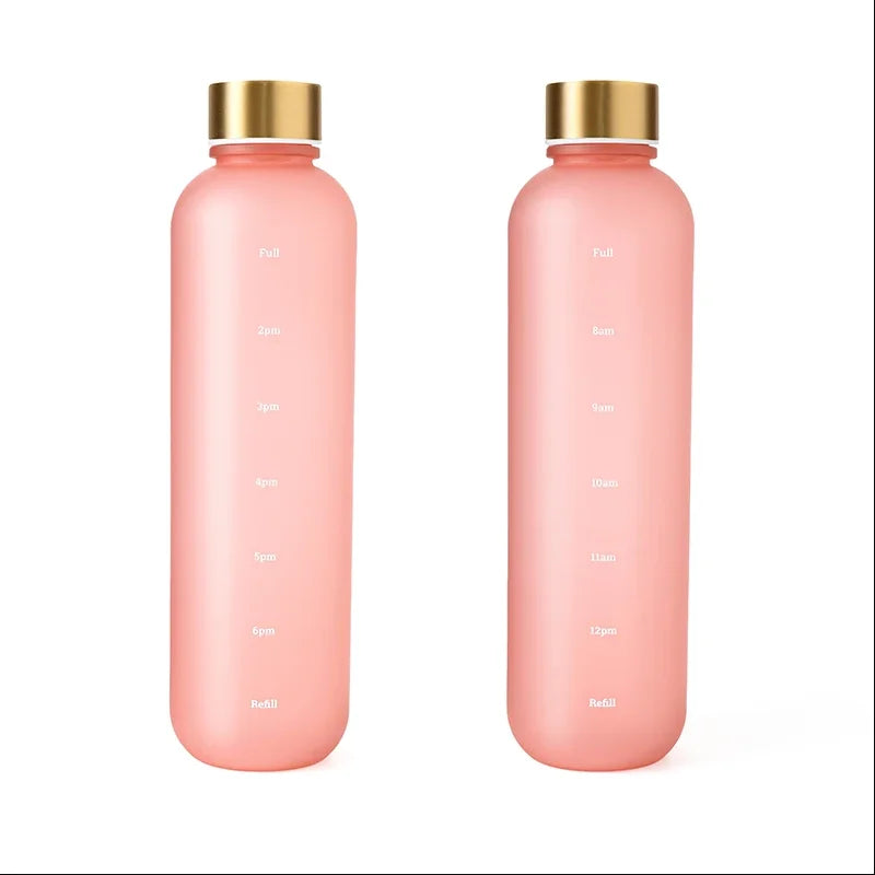 1000ML Bottle With Time Marker Motivational Reusable Fitness Sports Outdoors Travel Cycling Leakproof BPA Free Frosted Bottle