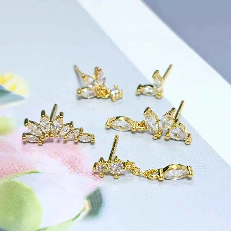 Women's 925 Sterling Silver Ear Needle Crystal Zircon Water Droplets Stud Hoop Gold Huggie Earrings Premium Luxury Party Jewelry