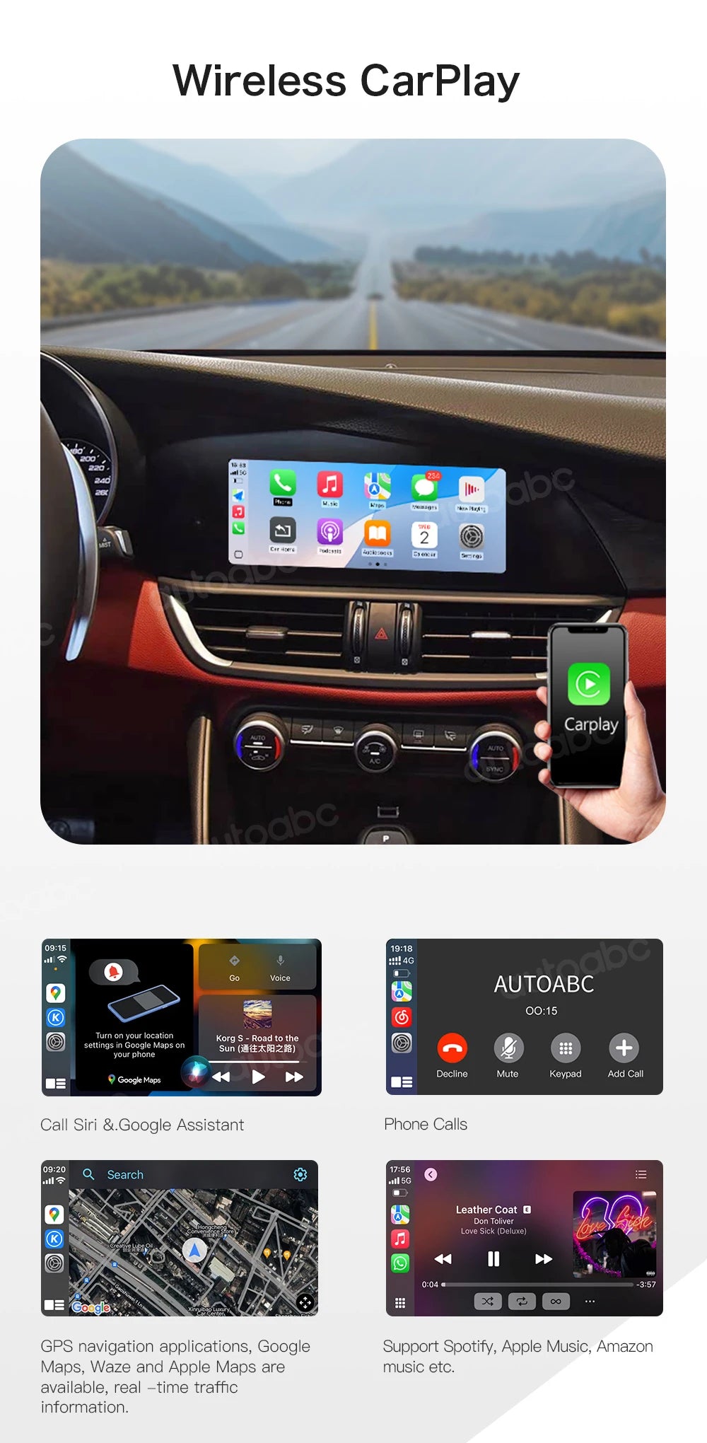 AUTOABC 2025 New For Alfa Romeo Stelvio /Giulia 2017-2019 Wireless CarPlay Android AutoAirPlay Navigation Car Play Functions