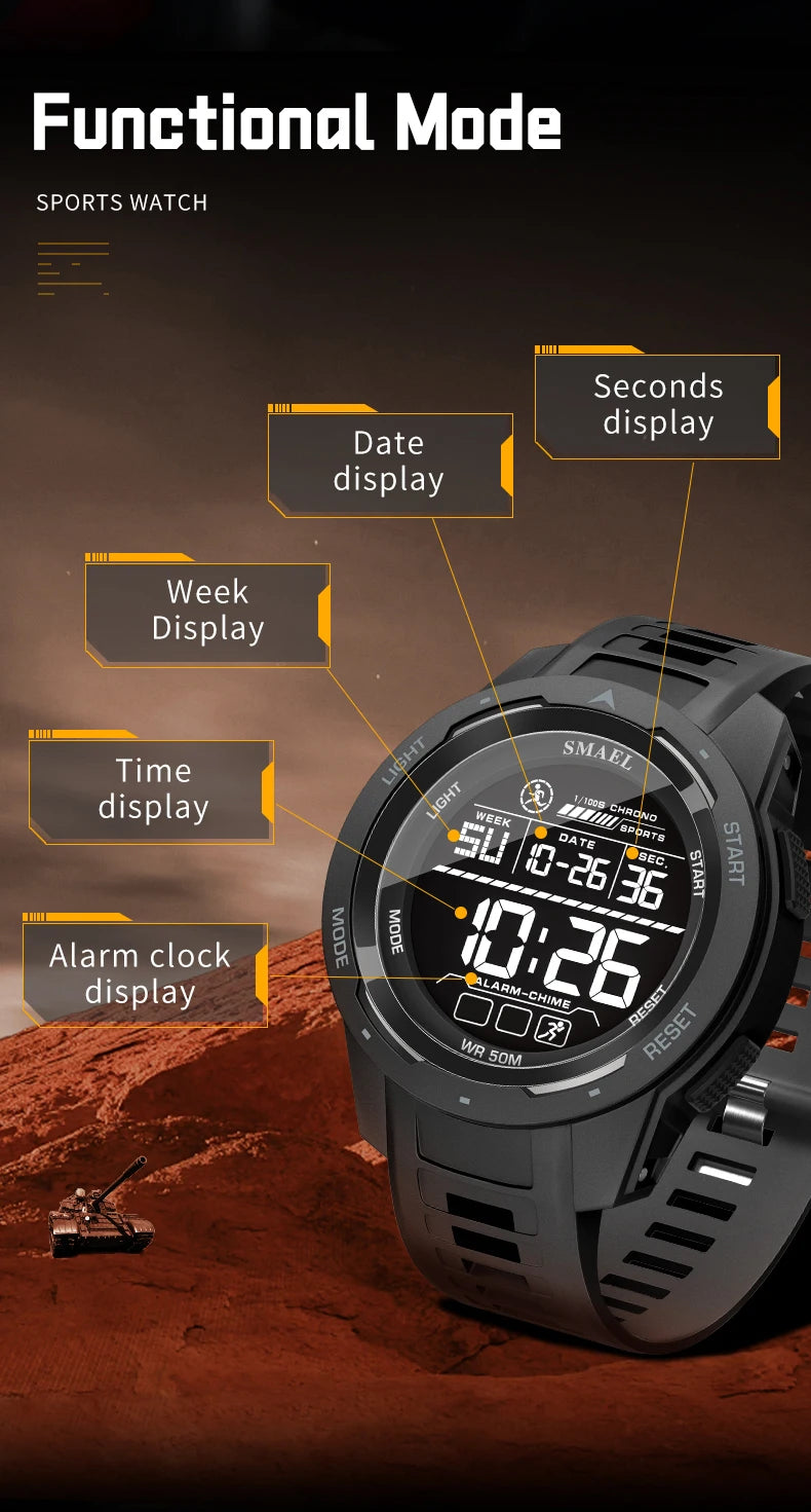 New SMAEL 8105 Watches Camo Strap Military Sport Watch for Men Clock Fashion Digital Wristwatch Waterproof Shockproof Watches