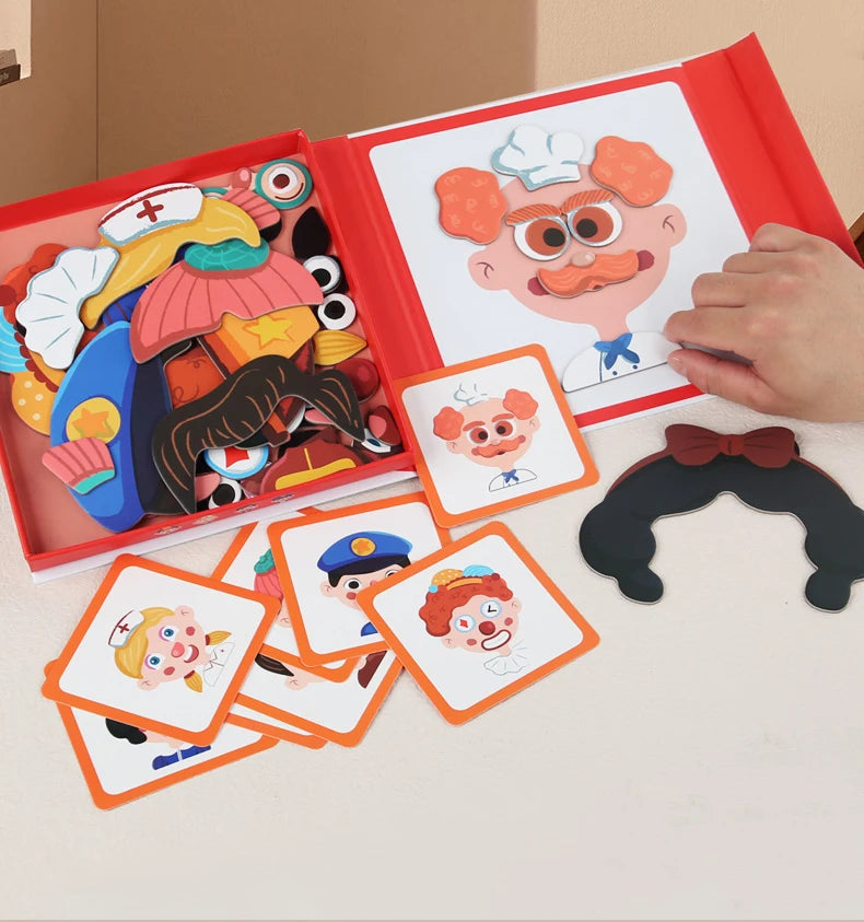 Magnetic Puzzles, Car Airplane Road Travel Activities Games For Children, Change Clothing, Change Face,Traffic Ocean Puzzles