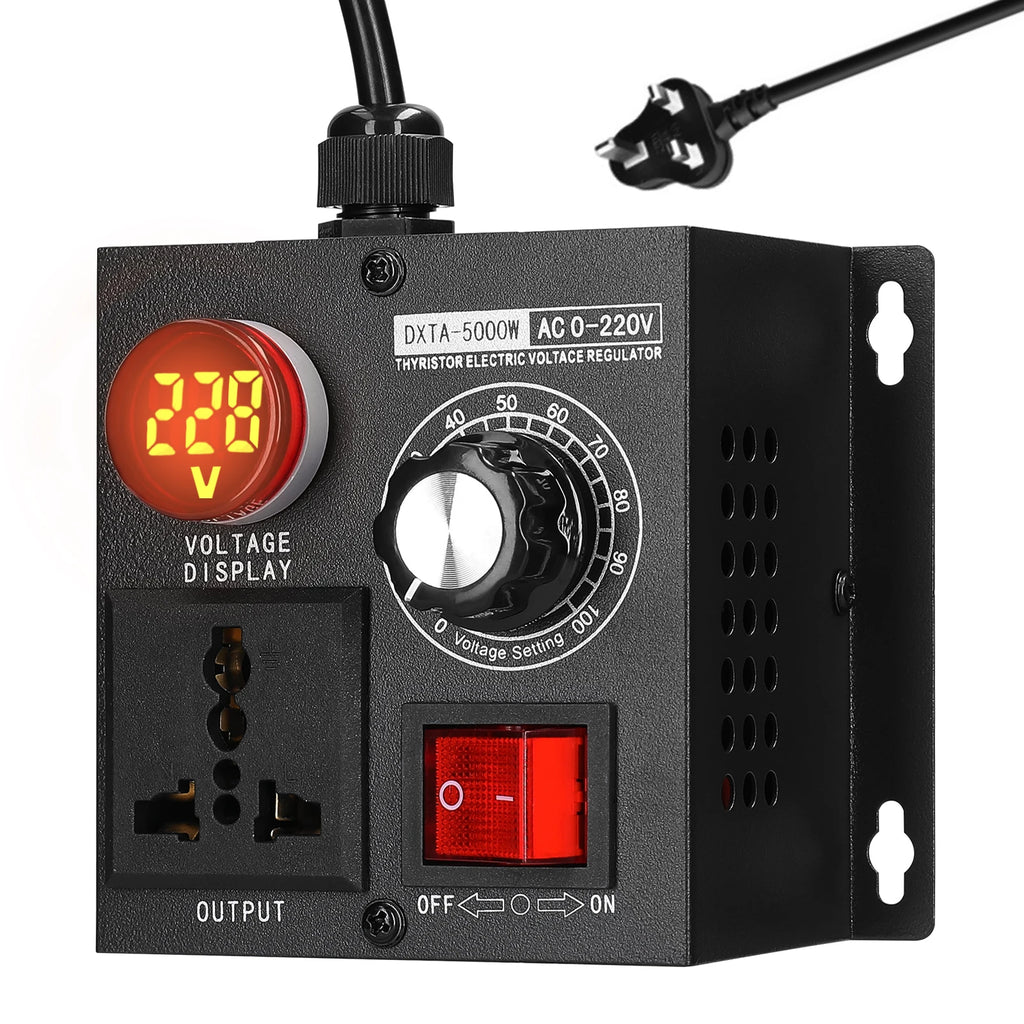 Portable Variable Monophase Voltage Controller Temperature Speed Light Adjuster AC220V 5000W Stepless Voltage Regulator