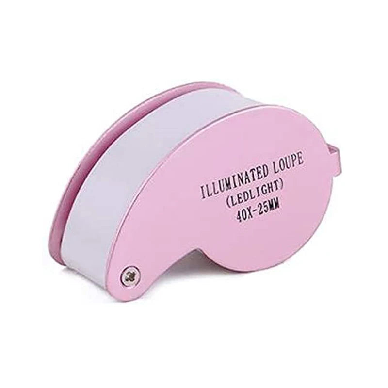 40X Magnifying Glass Jewelers Loupe Pocket Folding Magnifier With Light For Watch Coins Stamps Gems Jewelry Diamond Identifying