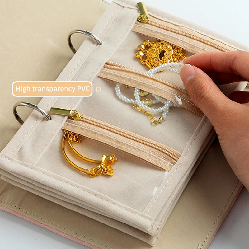 Waffle Pattern Jewelry Organizer PU Leather Anti Tarnish Storage Pouch with Multiple Compartments for Travel