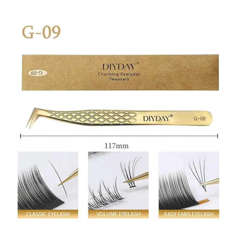 DIYDAY Anti-slip Eyelash Extension Tweezers Stainless Steel Fiber Tip Lashe Tweezer Precision Makeup Tool for Professional Use