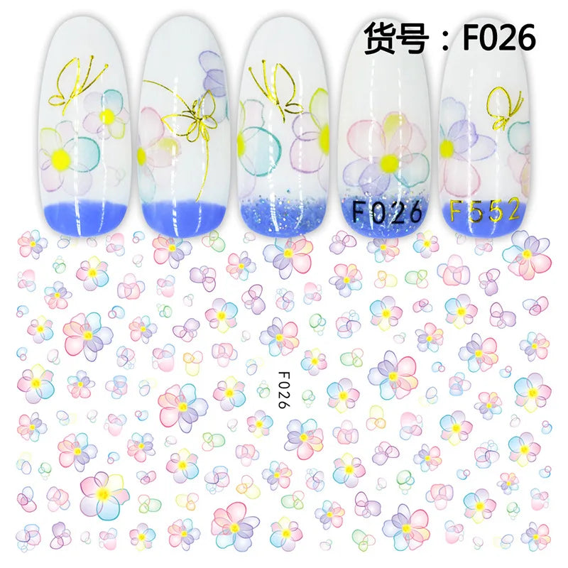 3D Dandelion Peach Blossom Maple Leaf Nail Sticker Nail Art Decoration Color Flower Nail Decal Nail Art Supplies Nail Parts