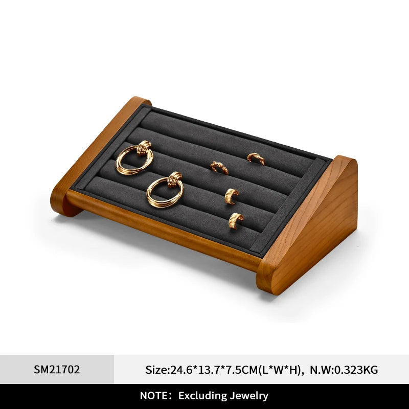 Oirlv Wooden Ring Jewelry Display Stand Jewelry Organizer Rack Earring Storage Rack Counter Ring Display Stand Ring Display Prop