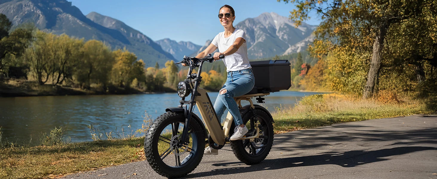 TST R00C 1500W Electric Bike, 48V 15Ah, 28 MPH, 50-60 Miles Range, 20" Fat Tires, Rear Seat