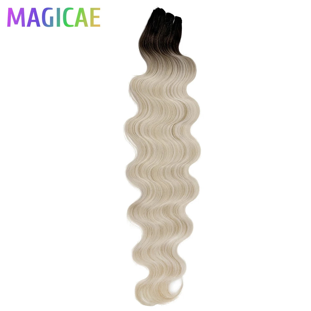Magicae 30Inches 200G Piano Blonde SP12/16/613 Ombre Brown 6# Body Wave Bundles High Temperature Synthetic Hair Extensions