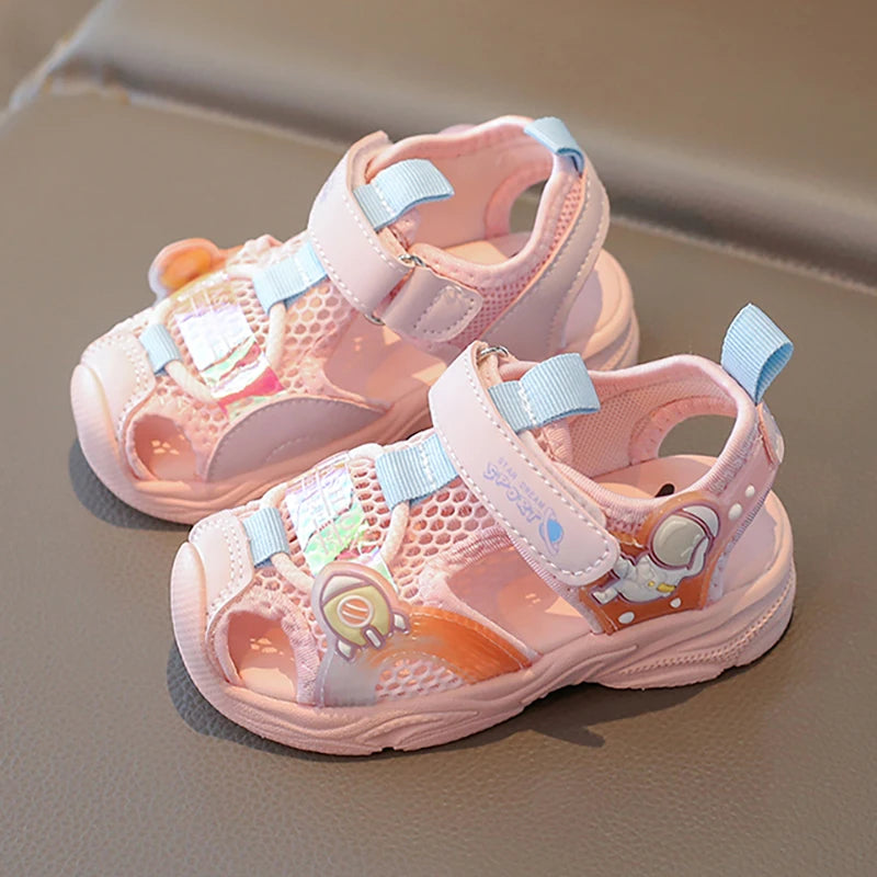 Korean Style Summer Sandals For Girls 2025 Trend Fashion Children's Sport Sandals Hollow Out Breathable Kid's Sandals