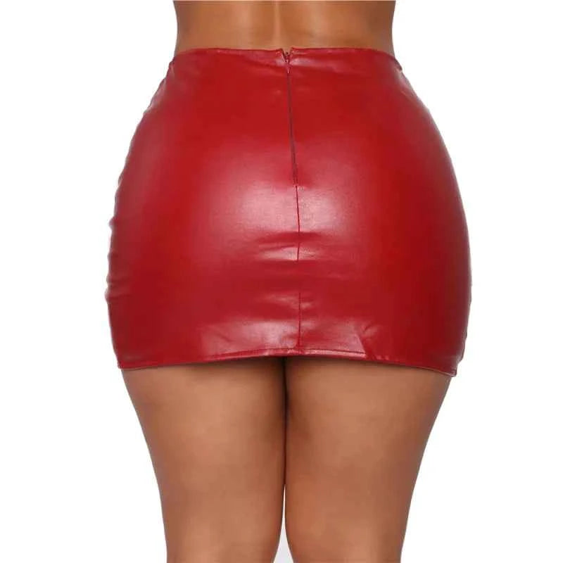 High Waist Sexy Pencil Skirt Fashion Women Sexy PU Leather Tight Miniskirts Ladies Office Slim Bodycon Skirts Night Clubwear