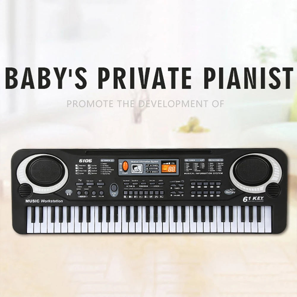 Kids Electronic Piano Keyboard Portable 61 Keys Organ with Microphone Education Toys Musical Instrument Gift for Child Beginner