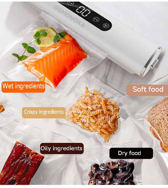 Electric Vacuum packaging machine Food Storage Seal Touch Button Dry/Wet Built-in Cutter Kitchen Food Sealing Vacuum Sealer