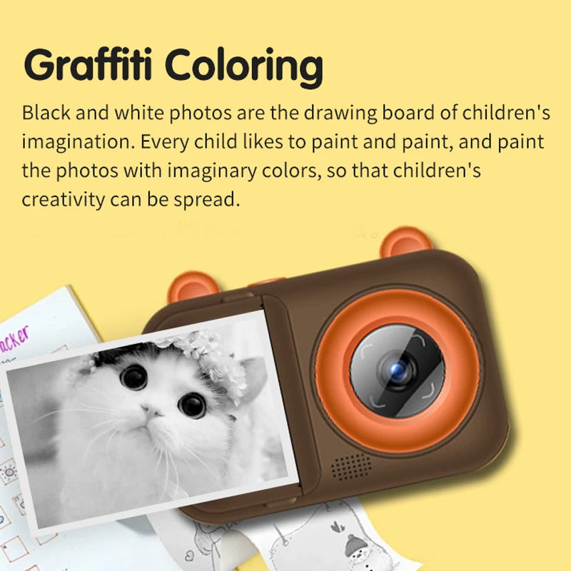 Kids' Camera Set, Instant Print Camera with Printing Function, Print Pictures, Portable Multi-Function Photo Printer Camera