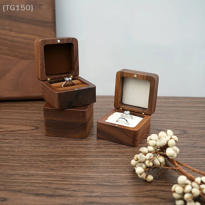 Multi-Layer Jewelry Organizer Box, Wooden Wedding Ring Case With Earring Storage & Gift Packaging