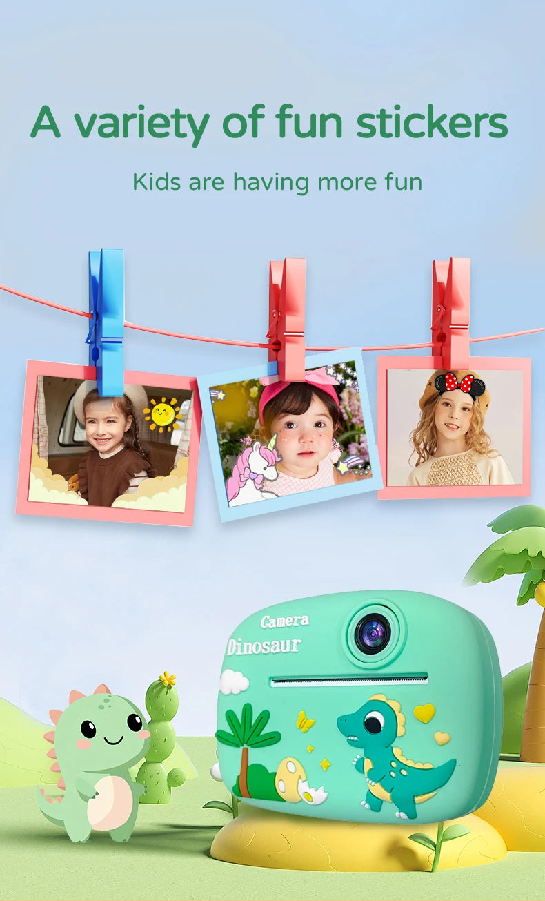 Kids Camera Instant Print 1080P HD Toddler Digital Video Camera 2.4-Inch Toy for Girls Boys Age 3-12 Christmas Birthday Gift
