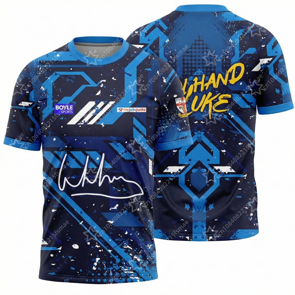 2026 PDC Luke Humphries Darts Jersey Cool Hand Luke Shirt 3D Print Blue Graffiti Sportswear Short Sleeve Tee Professional Tops