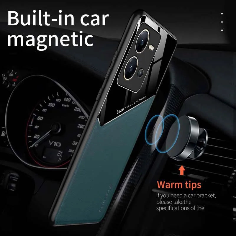 Luxury Magnetic Leather Glass Phone Case For VIVO V25 V25E Pro Ultra Thin Soft Matte Back Camera Protector Film Cover Shell