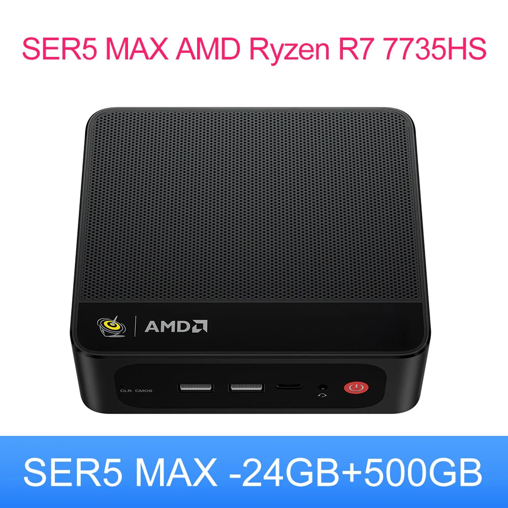 Beelink Ryzen 7 SER5 MAX 6800U SER5 MAX 7735HS 6800U Mini PC AMD DDR4 24GB RAM 500GB 24G1T SSD WiFi6 4K Desktop Computer