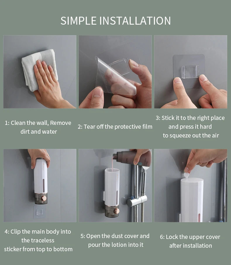 Manual Soap Dispenser Wall Mounted Bathroom Soap Dispenser Washing Hand Sanitizer Family Hotel Shower Gel Bathroom Tool