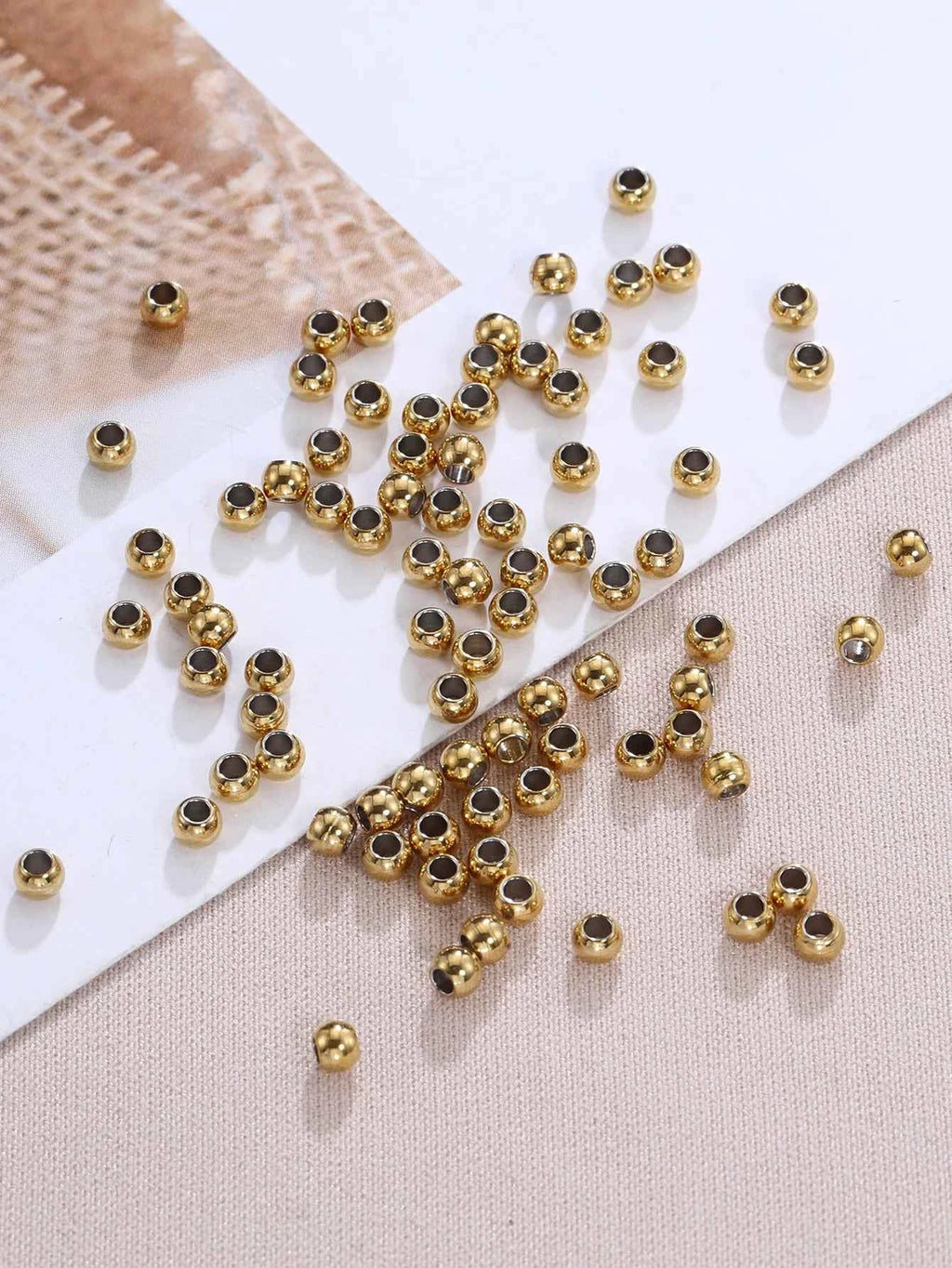 100pcs Stainless Steel Round Spacer Beads Loose Bead For DIY Bracelets Necklace Beads Jewelry Making Charms