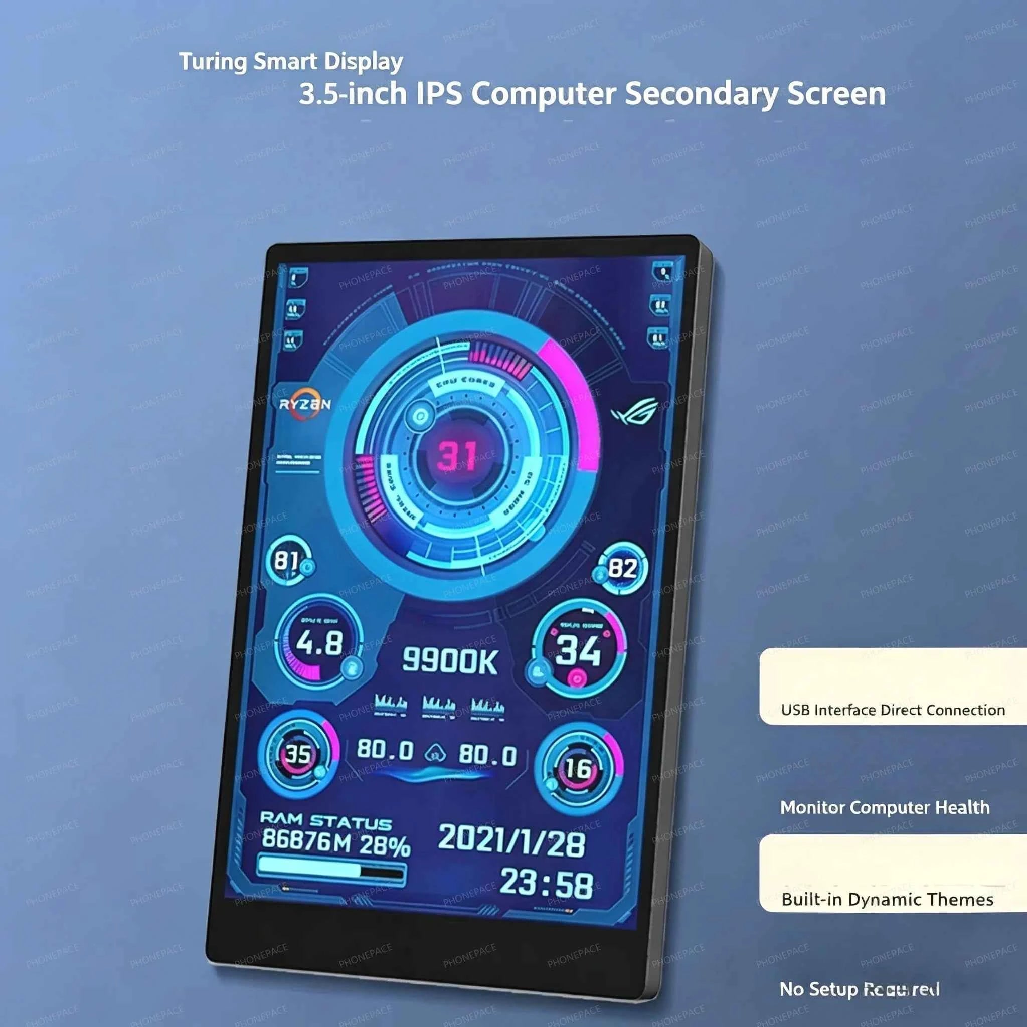 3.5 Inch IPS Type-C Secondary Screen USB Display For CPU GPU RAM HDD Monitor Support AIDA64 For Computer PC