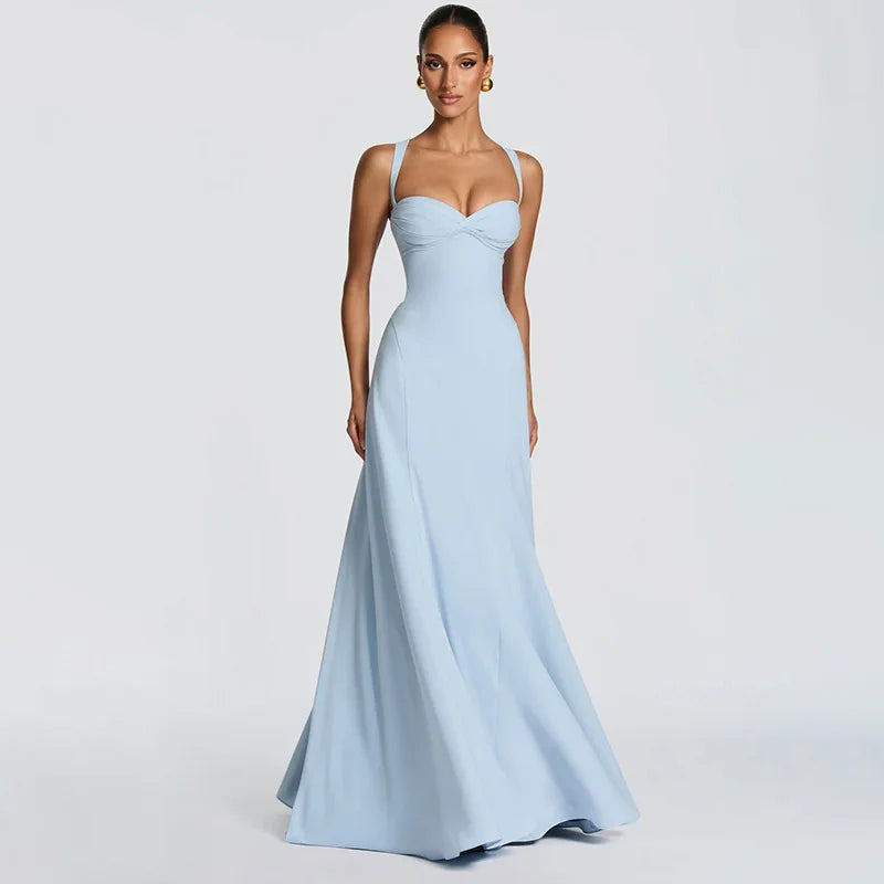 Lady Sexy Strapless Split Solid Pleated Dress Women Chic Backless High Waist Off-shoulder Dresses 2026 New Evening Party Gowns