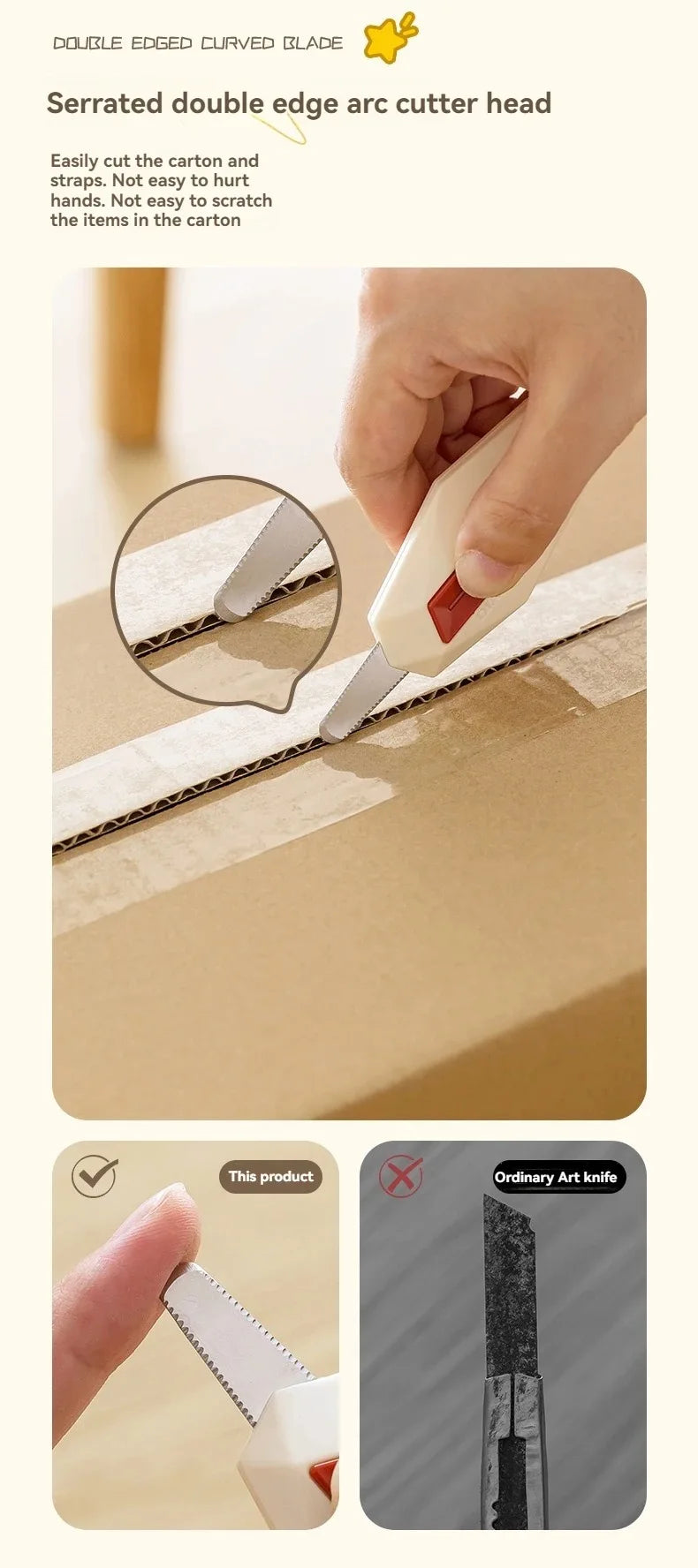 Diamond Design Unbox Knife Safety Round Head Cutter Magnetic Carton Box Cutter for Opening Package Letter Utility Knife