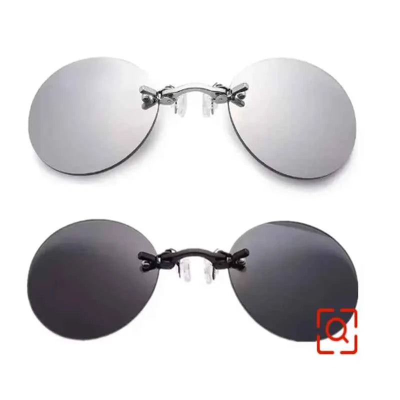 Sunglasses Mini Frameless Vintage Men Eyeglasses1/2pcs Clip On Nose Glasses Round Rimless Frameless Vintage Men Eyeglasses