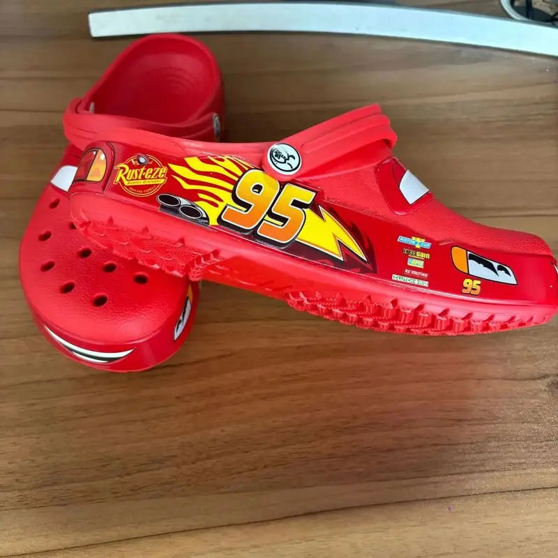 New Mcqueens Cartoon Slippers  Waterproof Eva Outdoor Sandals With Breathable Holes Adult Casual Beach Shoes Gift