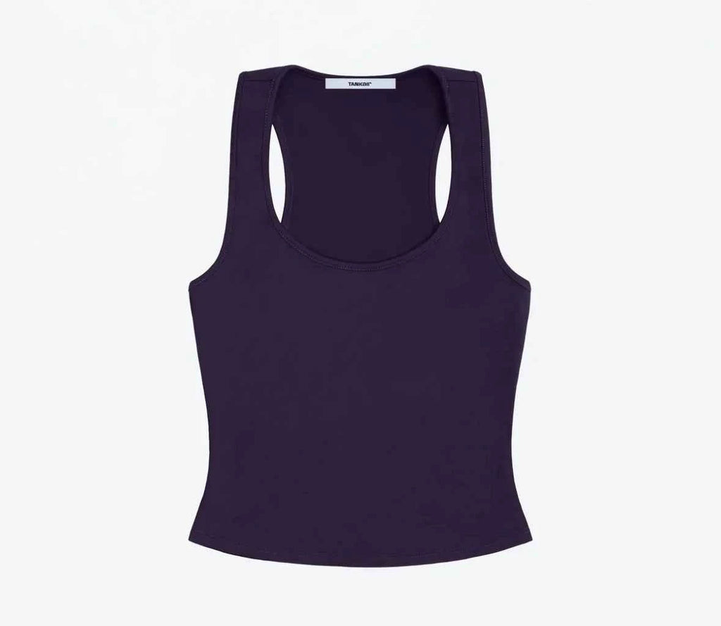 Tank Classic X-shaped Backless Baby Blue and Misty Gray Multi-color Comfortable Elastic Waist Tight Fit Backless Top